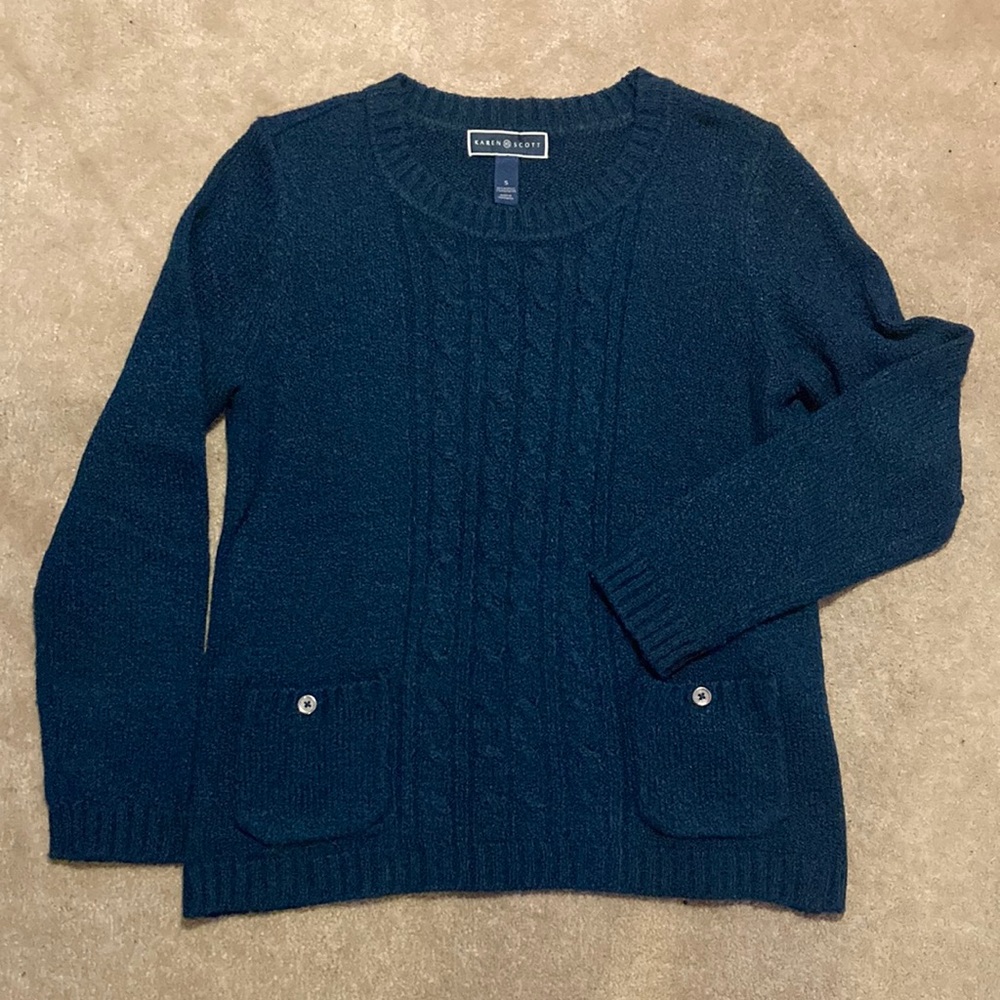 Karen Scott Teal Knit Sweater